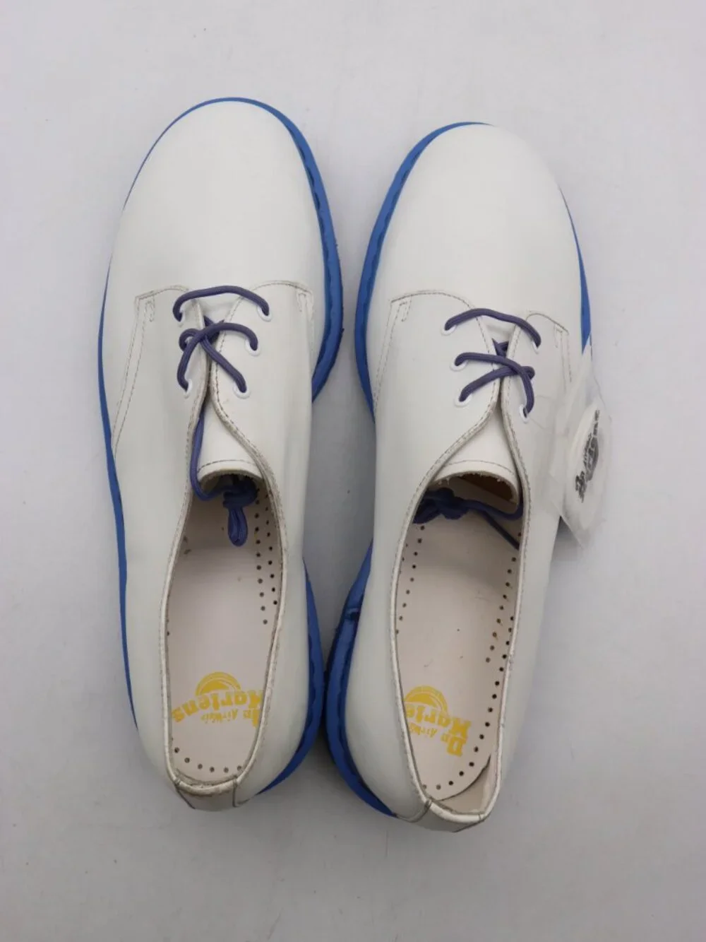 Doc Dr. Martens Men’s Size 14 White Leather Blue Oxford Shoes 13149